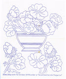 1930s Uncut Good Needlework Embroidery Transfer October 1933 Bowl of Flowers