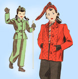 1940s Vintage Hollywood Pattern 1031 Cute Uncut Toddler Girls Coat Sz 6