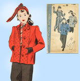 1940s Vintage Hollywood Pattern 1031 Cute Uncut Toddler Girls Coat Sz 6