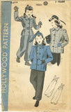 1940s Vintage Hollywood Pattern 1031 Cute Uncut Toddler Girls Coat Sz 6