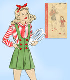 1940s Vintage Hollywood Pattern 1377 Cute Little Girls Jumper Shorts Sz 10