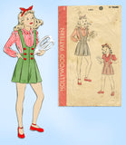 1940s Vintage Hollywood Pattern 1377 Cute Little Girls Jumper Shorts Sz 10