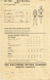 1940s Vintage Hollywood Pattern 1381 Cute Uncut Toddler Girls Dress Size 6