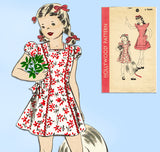 1940s Vintage Hollywood Pattern 1381 Cute Uncut Toddler Girls Dress Size 6