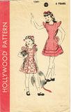 1940s Vintage Hollywood Pattern 1381 Cute Uncut Toddler Girls Dress Size 6