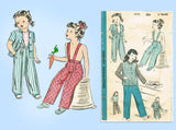 1940s Vintage Hollywood Pattern 1615 WWII Toddler Girls Pant Suit Sz 2