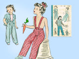 1940s Vintage Hollywood Pattern 1615 WWII Toddler Girls Pant Suit Sz 2