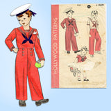 1940s Vintage Hollywood Pattern 735 WWII Toddler Boys Sailor Suit Size 4