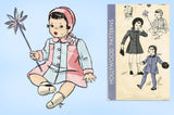 1940s Vintage Hollywood Pattern 745 WWII Baby Girls Coat & Hat Size 1