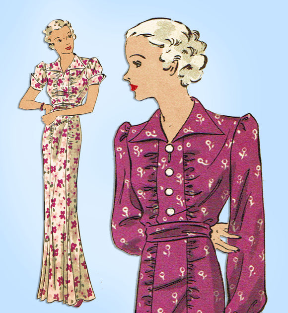 Hollywood 1100: 1930s Vintage Sewing Pattern Starlet Ida Lupino Evening Gown Sz 32 - Vintage4me2