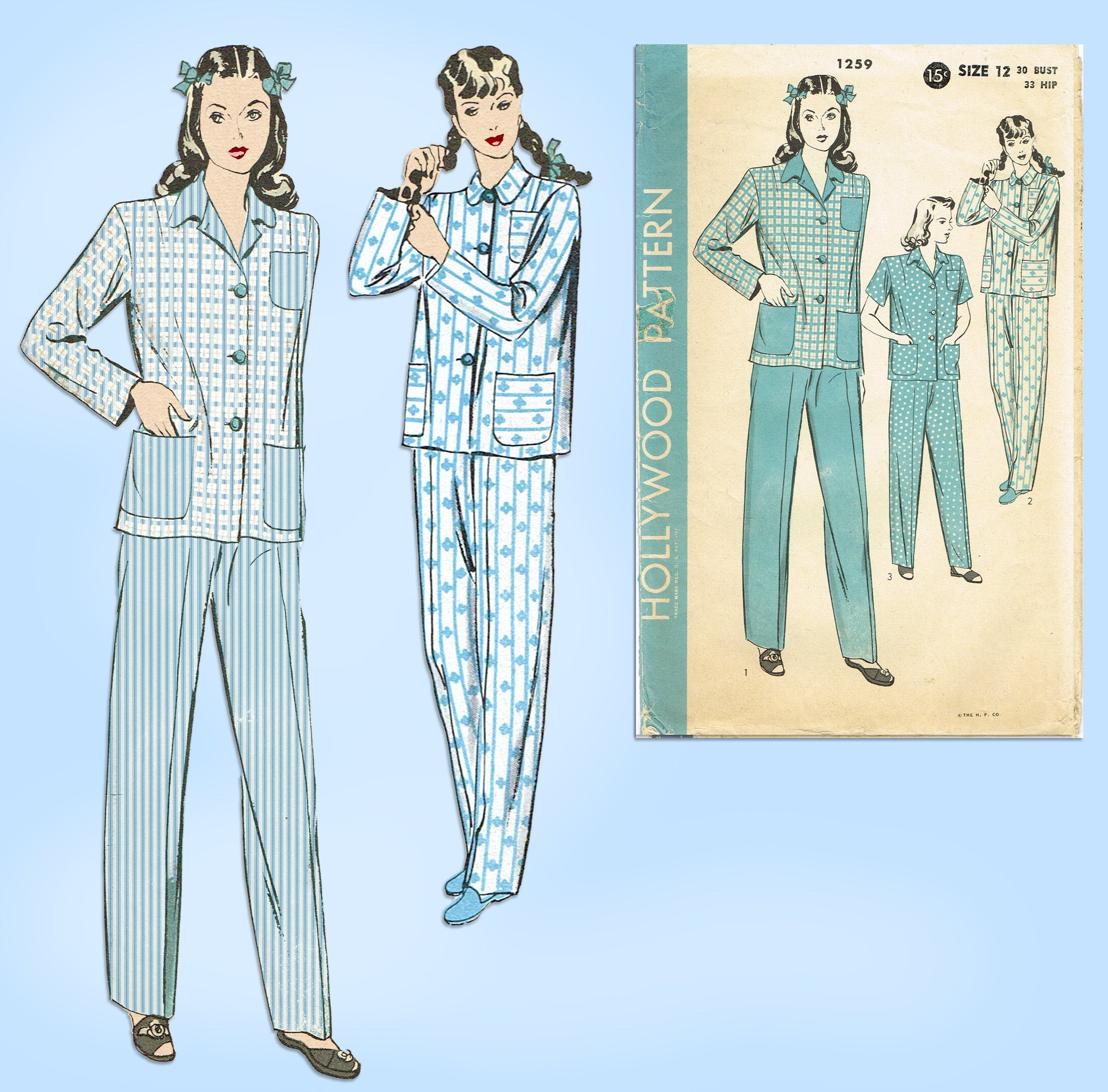 Hollywood 1348: 1940s Misses Pants Suit Sz 32 B Vintage Sewing Pattern –  Vintage4me2