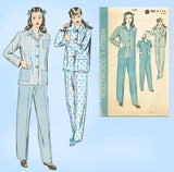 Hollywood 1259: 1940s Misses WWII Pajamas Set Sz 30 B Vintage Sewing Pattern