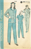 Hollywood 1259: 1940s Misses WWII Pajamas Set Sz 30 B Vintage Sewing Pattern