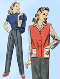 Hollywood 1348: 1940s Cute Misses Pants Suit Sz 32 B Vintage Sewing Pattern