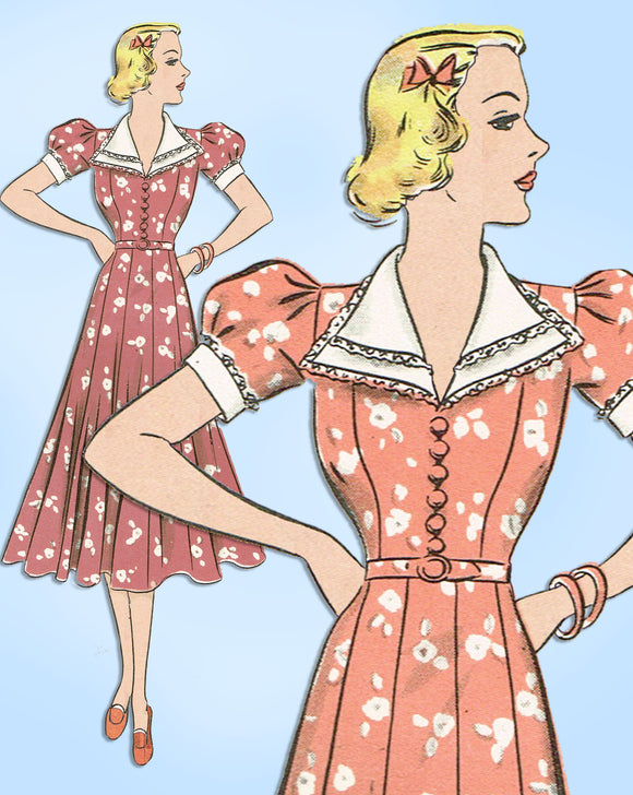 Hollywood Starlet 1391: 1930s Misses Dress Sz 32B Vintage Sewing Pattern - Vintage4me2