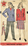 Hollywood 1428: 1940s Cute Misses Pants Suit Sz 30 B Vintage Sewing Pattern