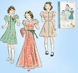 1930s VTG Hollywood Sewing Pattern 1534 Uncut Teen Girls Dress or Housecoat 34 B - Vintage4me2