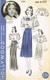 Hollywood 1574: 1930s Vintage Sewing Pattern Starlet Ida Lupino 2 Pc Gown or Dress Sz 30