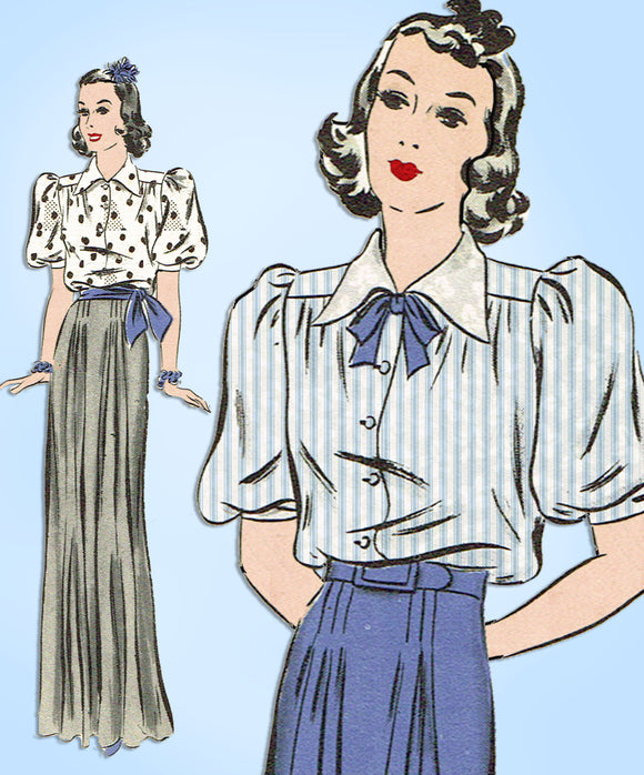 Hollywood 1574: 1930s Vintage Sewing Pattern Starlet Ida Lupino 2 Pc Gown or Dress Sz 30