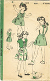 Hollywood 1612: 1940s Cute Uncut Girls Sun Dress Size 8 Vintage Sewing Pattern
