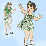 Hollywood 1612: 1940s Cute Uncut Girls Sun Dress Size 8 Vintage Sewing Pattern