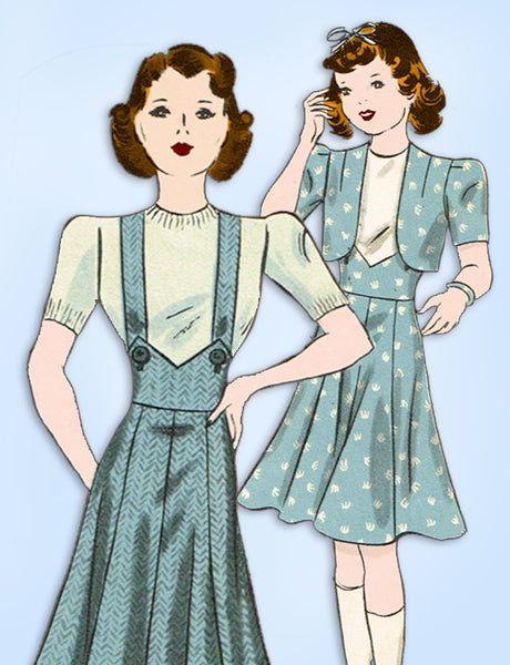 1930s Vintage Hollywood Sewing Pattern 1636 Junior Girls Bolero Suit Size 12