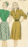 1940s Original Vintage Hollywood Sewing Pattern 1719 Misses WWII Dress Sz 30 B