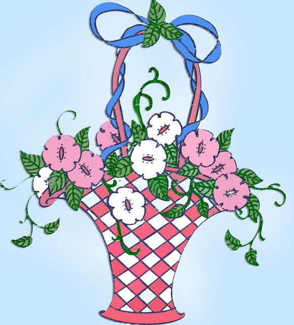Ladies Home Journal 15089: 1920s Uncut Large Flower Basket & Border Motifs