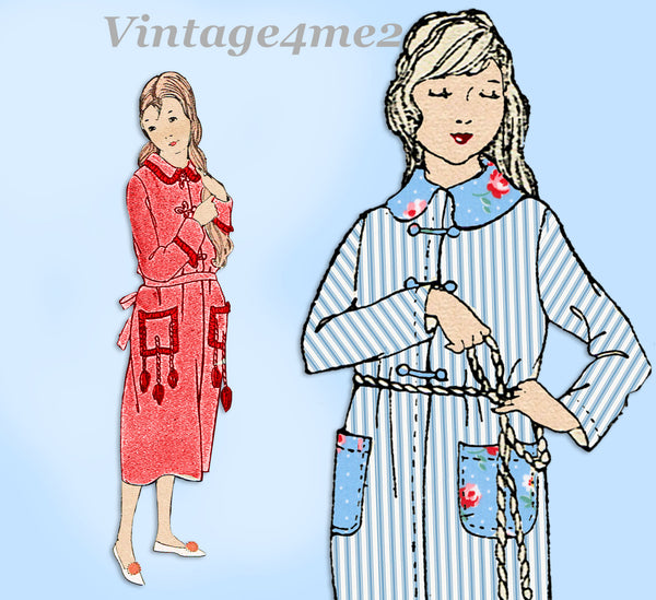 Ladies Home Journal 2432: 1920s Uncut Girls Robe Size 14 Vintage Sewing Pattern