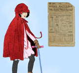 Ladies Home Journal 2881: 1920s Uncut Girls Hooded Cape Sz 14 VTG Sewing Pattern