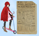 Ladies Home Journal 2881: 1920s Uncut Girls Hooded Cape Sz 14 VTG Sewing Pattern