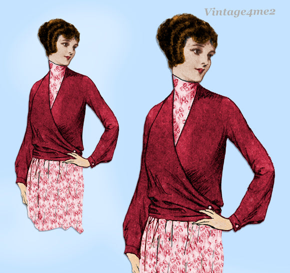 Ladies Home Journal 2950: 1920s Uncut Surplice Blouse 38B Vintage Sewing Pattern
