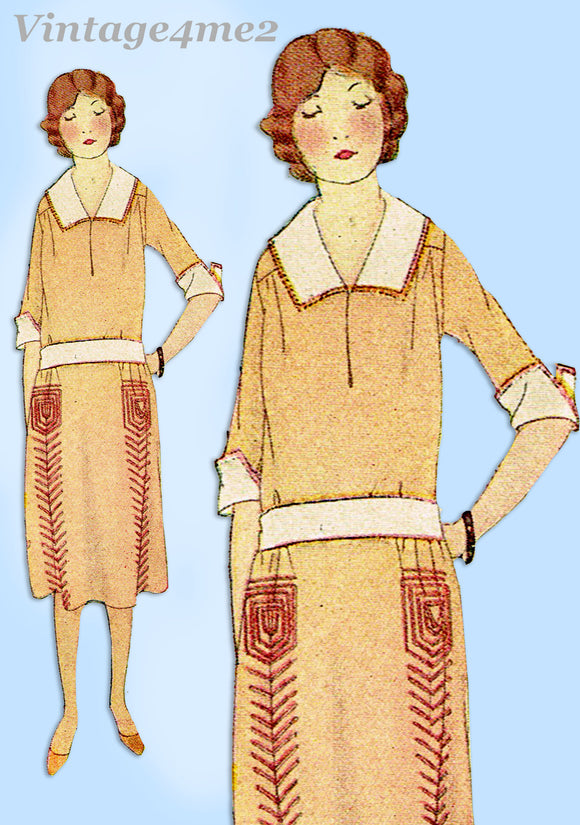 Ladies Home Journal 3081: 1920s Uncut Day Dress Size 34 B Vintage Sewing Pattern