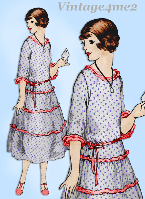 Ladies Home Journal 3282: 1920s Uncut Misses Dress 32 B Vintage Sewing Pattern