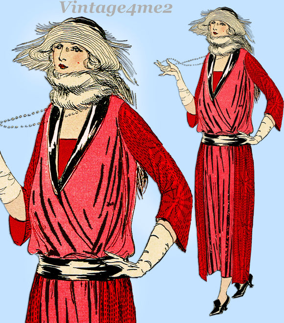 Ladies Home Journal 3317: 1920s Uncut Dinner Dress Sz 40B Vintage Sewing Pattern