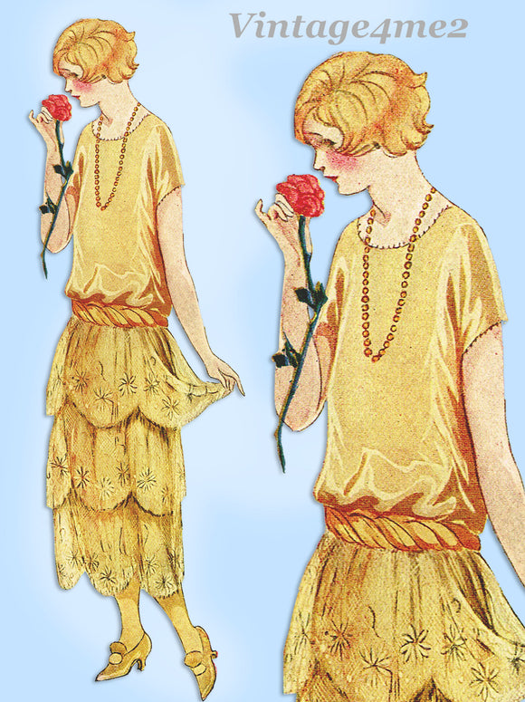 Ladies Home Journal 3321: 1920s Uncut Evening Dress 35 B Vintage Sewing Pattern