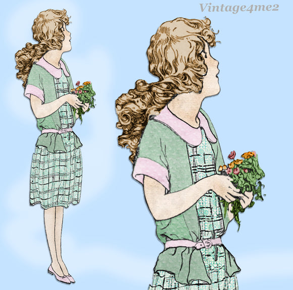 Ladies Home Journal 3495: 1920s Uncut Girls Dress Sz 14 Vintage Sewing Pattern