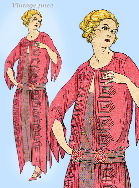 Ladies Home Journal 3527: 1920s Uncut Day Dress Size 36 B Vintage Sewing Pattern