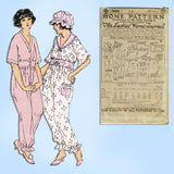 Ladies Home Journal 3696: 1920s Misses Pajamas & Cap 34B Vintage Sewing Pattern