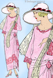 Ladies Home Journal 3697: 1920s Uncut Dinner Dress Sz 42B Vintage Sewing Pattern