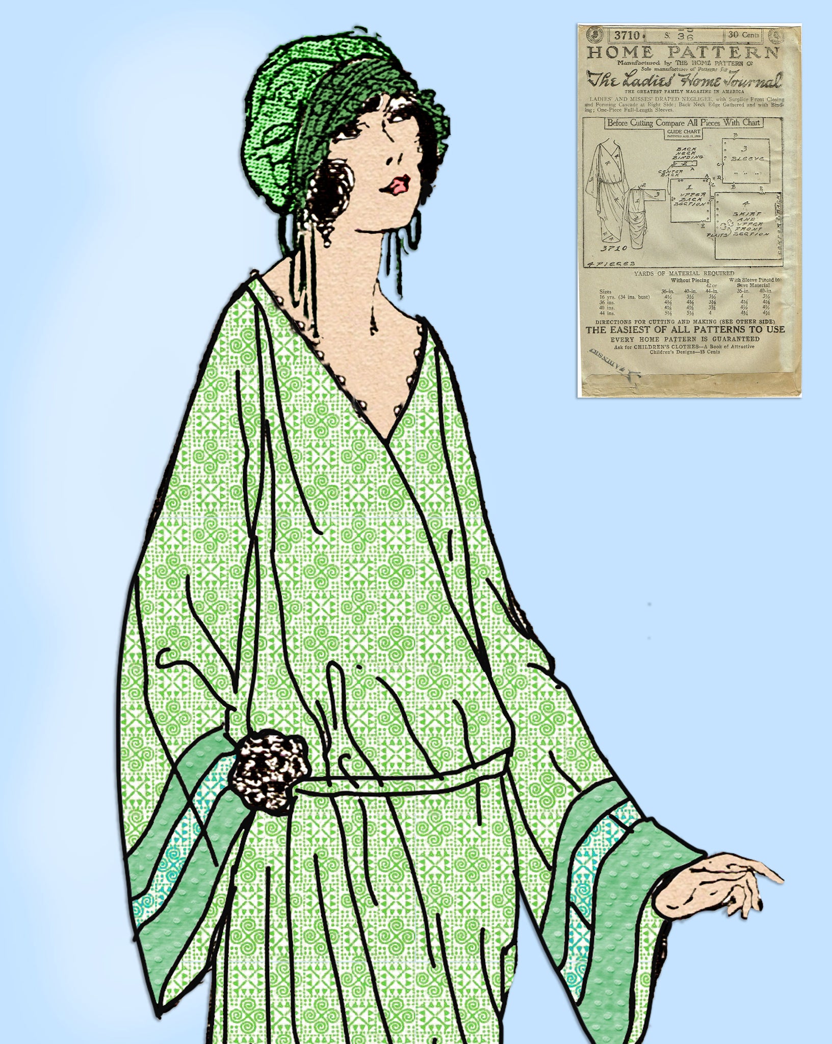 Ladies Home Journal 3710: 1920s Uncut Draped 36B Negligee Vintage Sewi ...