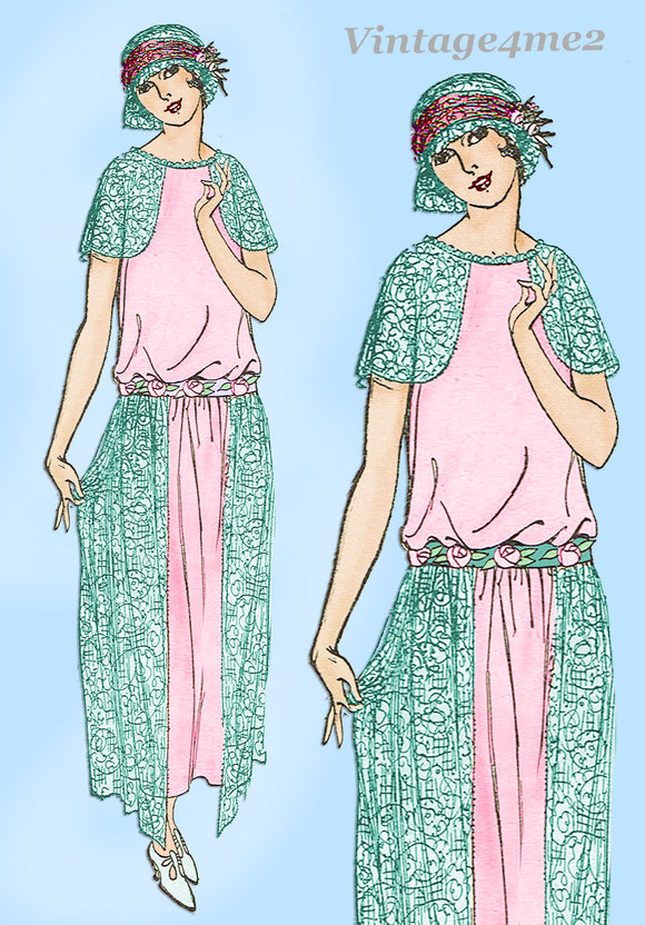 Ladies Home Journal 3755: 1920s Uncut Dinner Dress 34 B Vintage Sewing Pattern