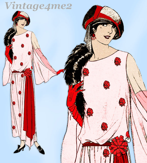 Ladies Home Journal 3764: 1920s Uncut Dinner Dress Sz 36B Vintage Sewing Pattern