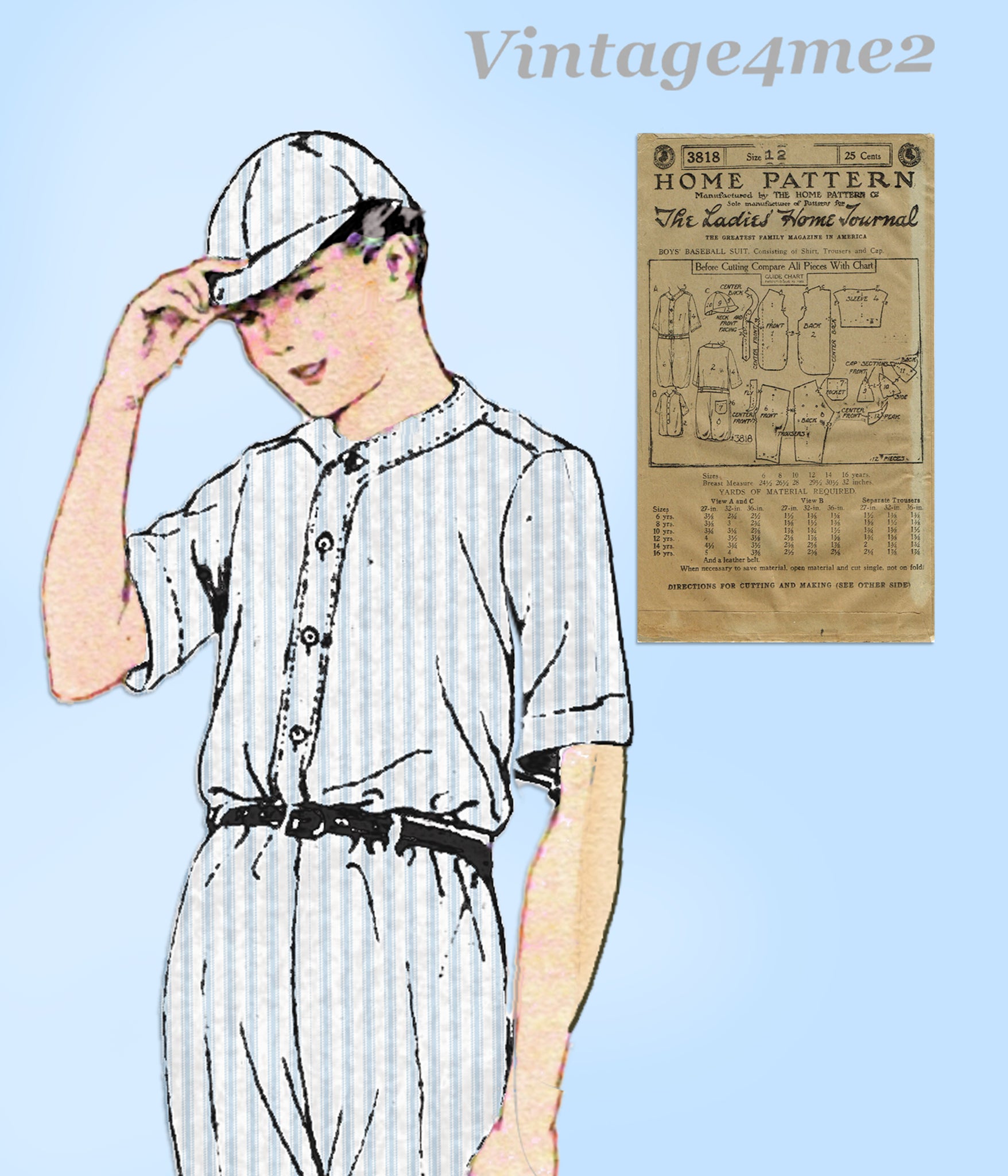 Ladies Home Journal 3818: 1920s Rare Uncut Boys Baseball Uniform Sewin –  Vintage4me2