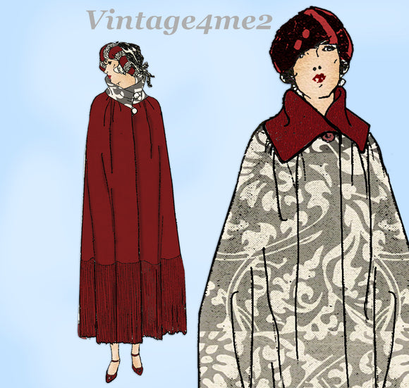 Ladies Home Journal 3820: 1920s Misses Evening Cape Sz SM Vintage Sewing Pattern