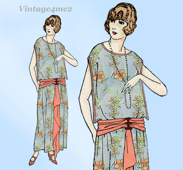 Ladies Home Journal 3872: 1920s Uncut Evening Dress 40 B Vintage Sewing Pattern