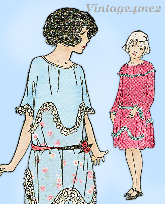 Ladies Home Journal 3884: 1920s Uncut Girls Dress Size 8 Vintage Sewing Pattern