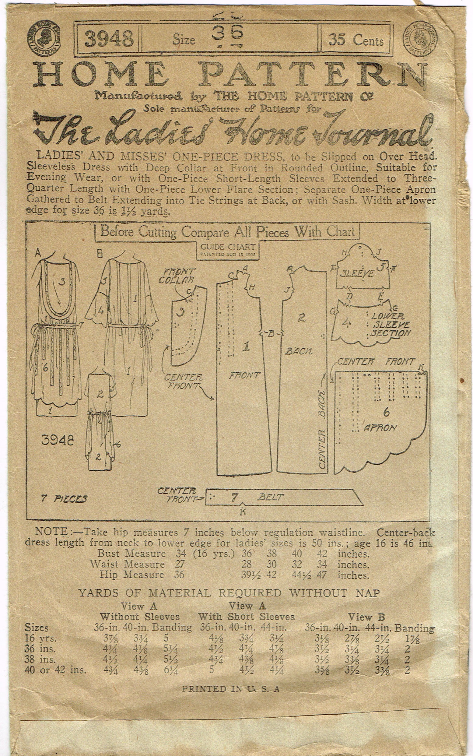 Ladies Home Journal 3948: 1920s Uncut Misses Dress Evening Dress Sewing  Pattern vintage4me2 – Vintage4me2