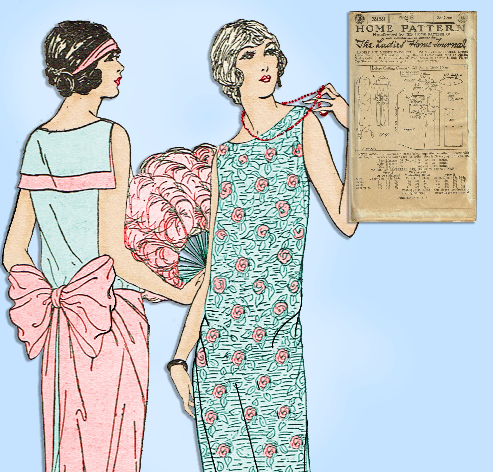 Vintage Sewing Pattern 1920s 20s Drop Waist Dress Reproduction // 3 Styles  // Contrast Bands // Art Deco Details // Bust 34 - Etsy
