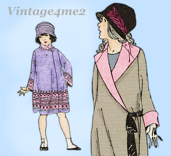 Ladies Home Journal 3979: 1920s Uncut Little Girls Coat Sz 8 Vintage Sewing Pattern